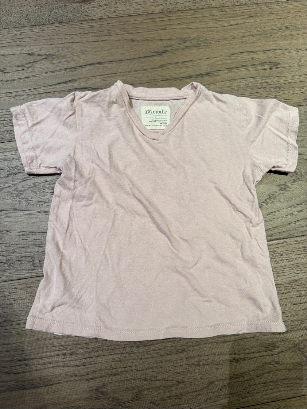 Mini Mioche Light Pink V-Neck Tee for Kids